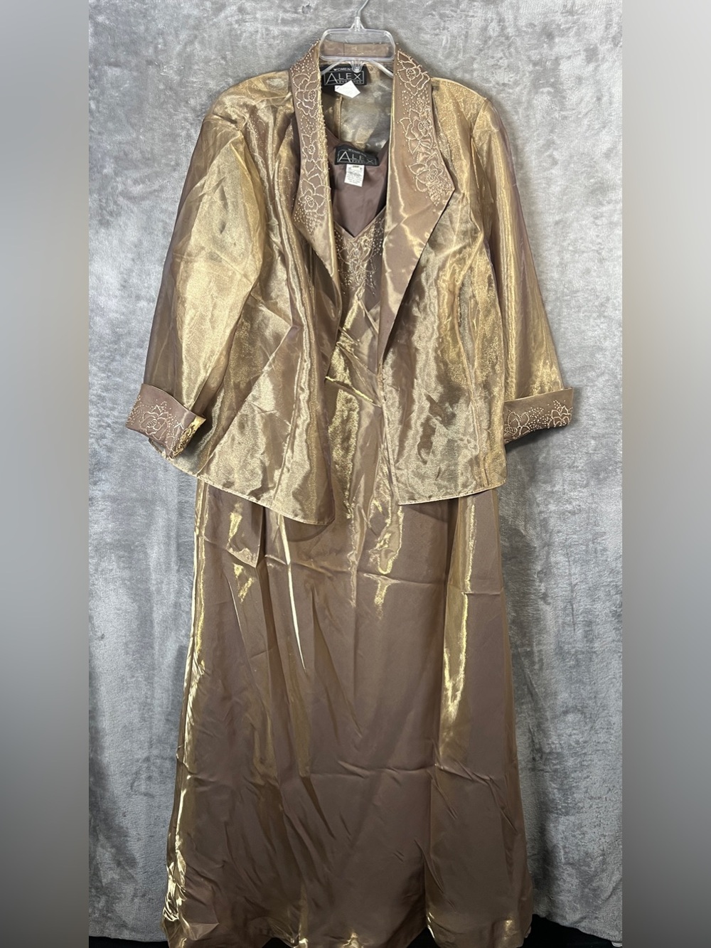 Alex Evenings Shimmery Gold Evening Jacket & Dress Set